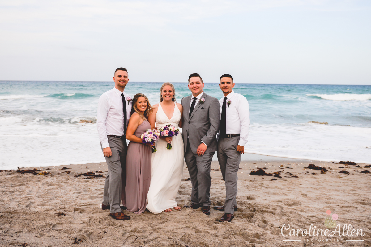 beach, waves, sand, bridal party