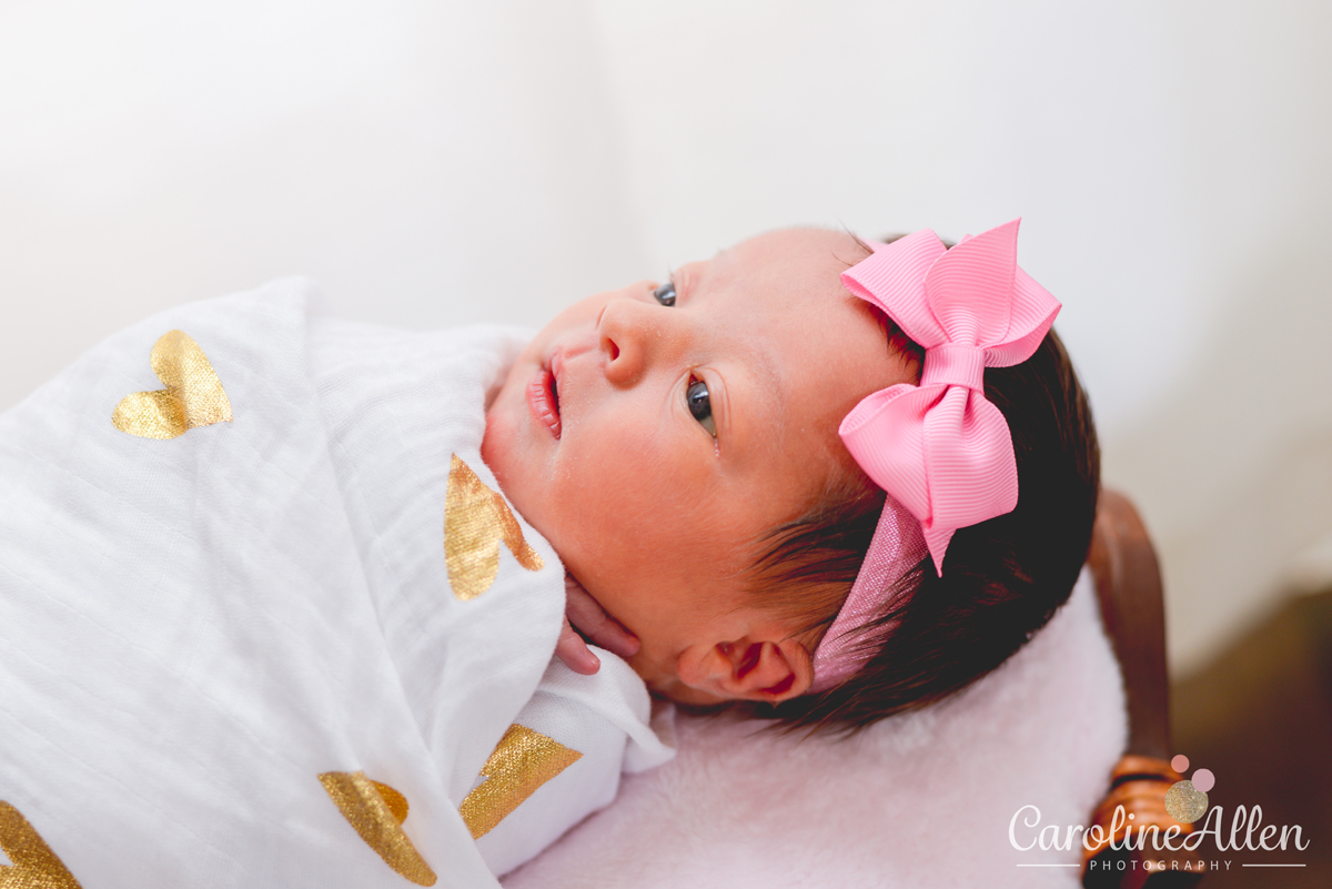 newborn, pink bow, heart, baby