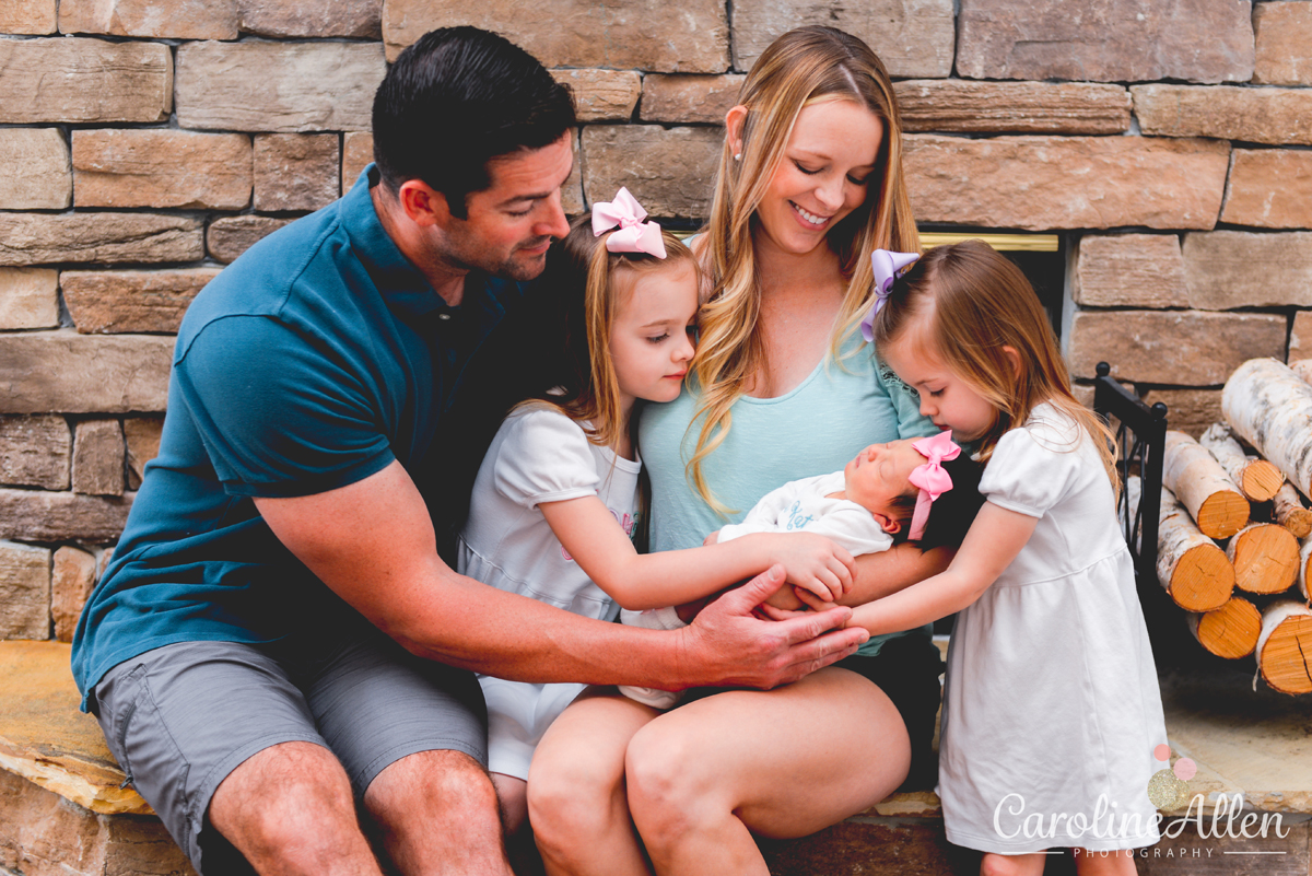 family, kids, stone, fireplace