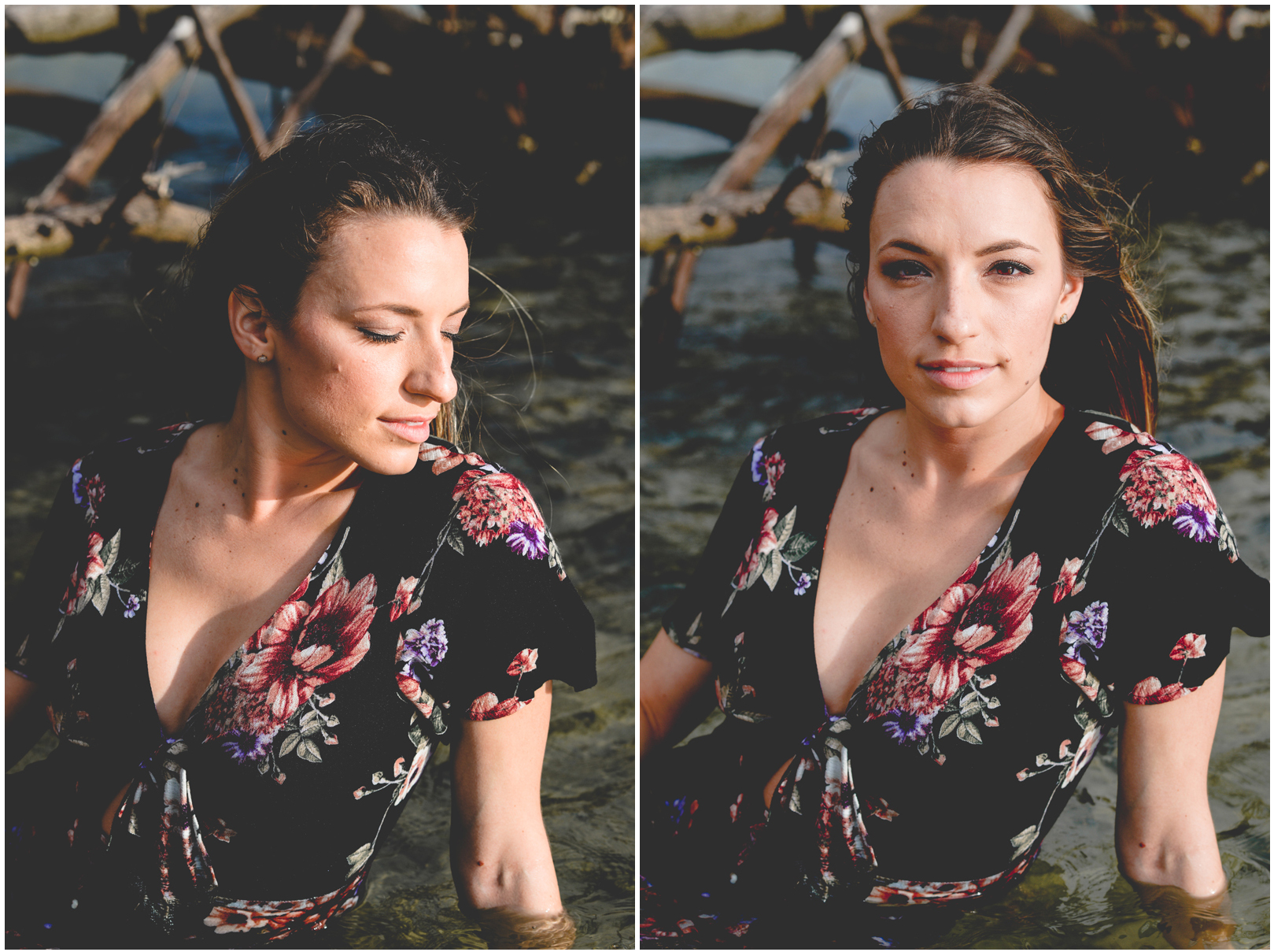 portrait, woman, water, model