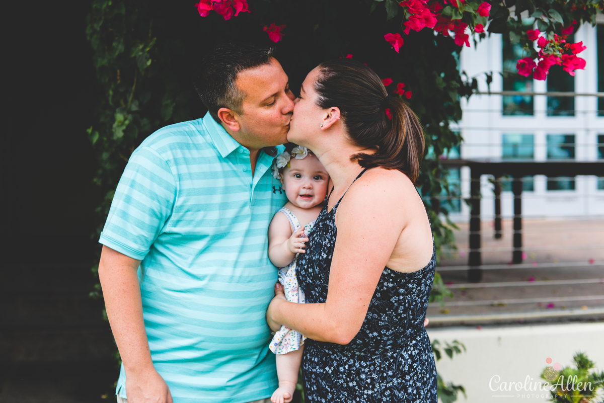 baby, mother, father, flowers, kiss