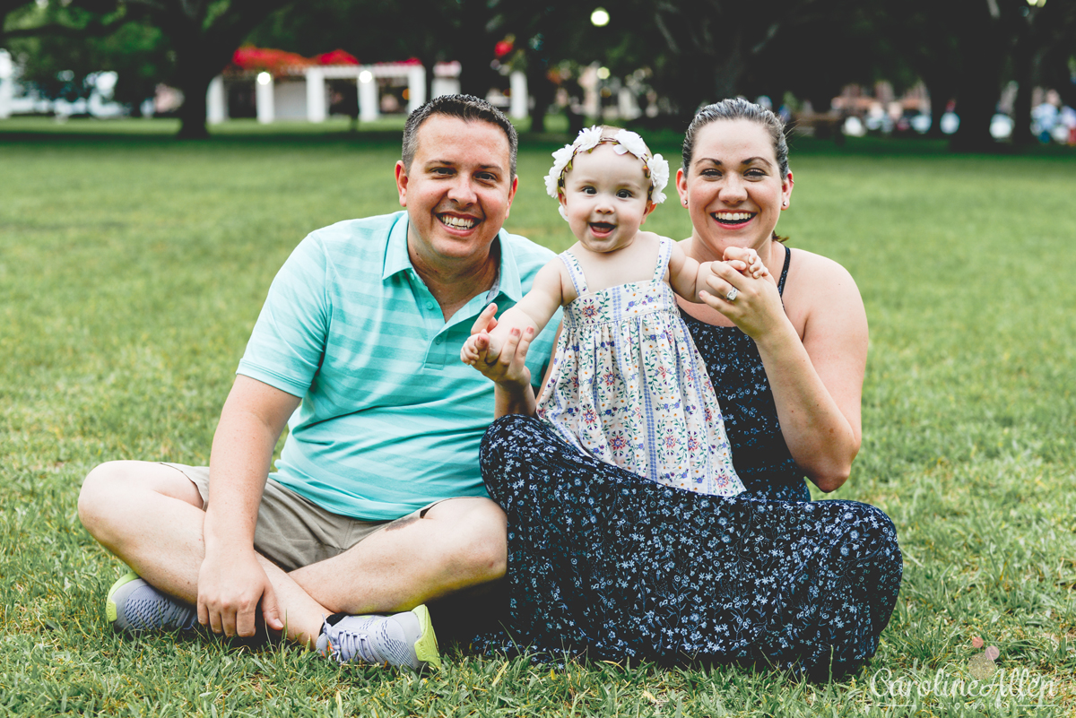 grass, family, baby, smiles