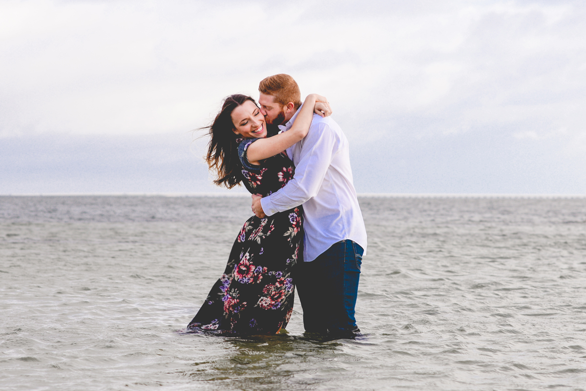 laughing, hugging, smiling, ocean, water, storm