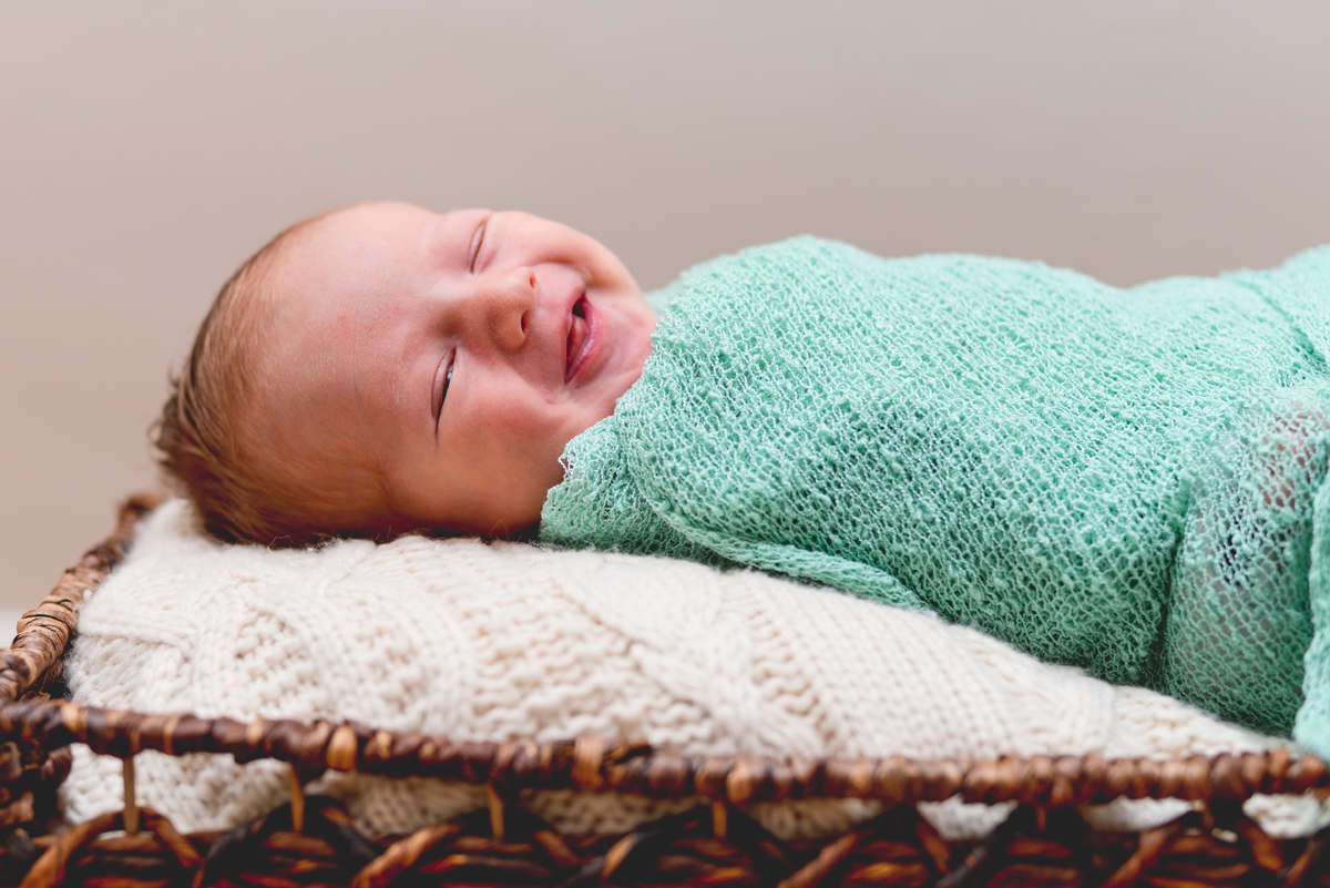 baby, smile, giggle, newborn, basket