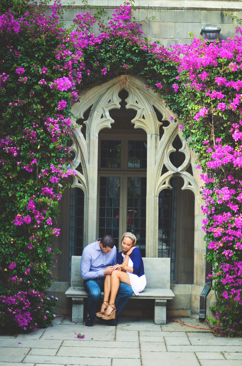 church, flowers, couple, purple