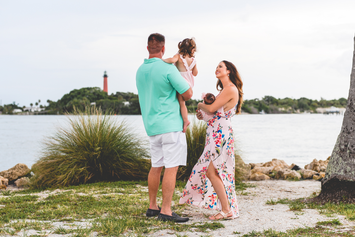 family, jupiter lighthouse, beach, sand, kids