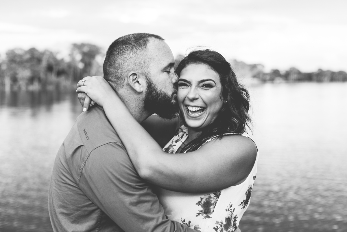 black and white, water, kisses, hugging, laughing, couple