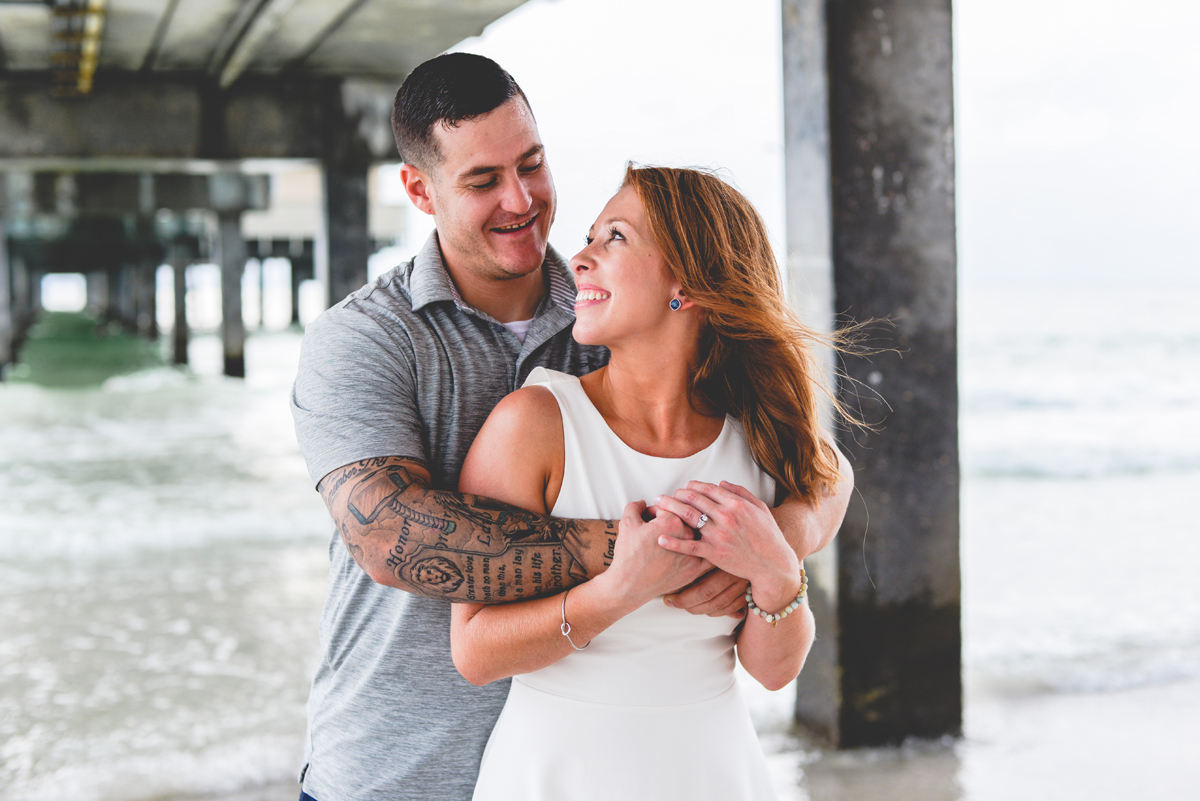 beach, pier, couple, water, ocean