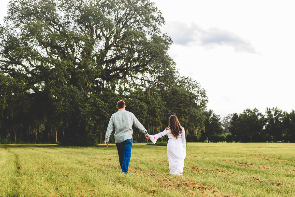 grass, field, holding hands, walking, tree, country