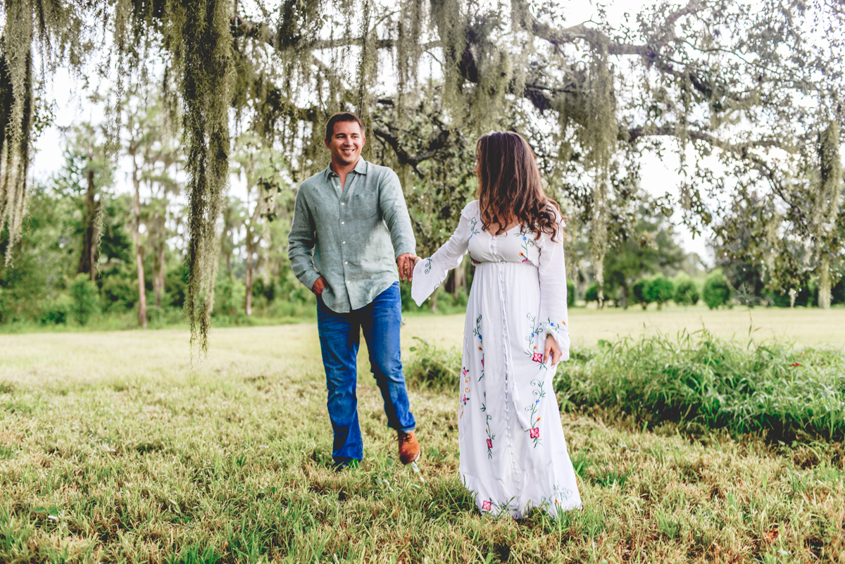 grass field, moss, trees, white dress, couple