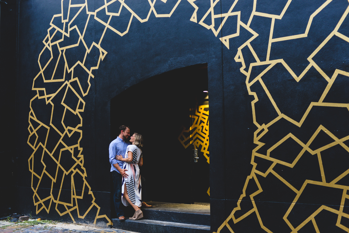 black, gold, couple, electric, doorway