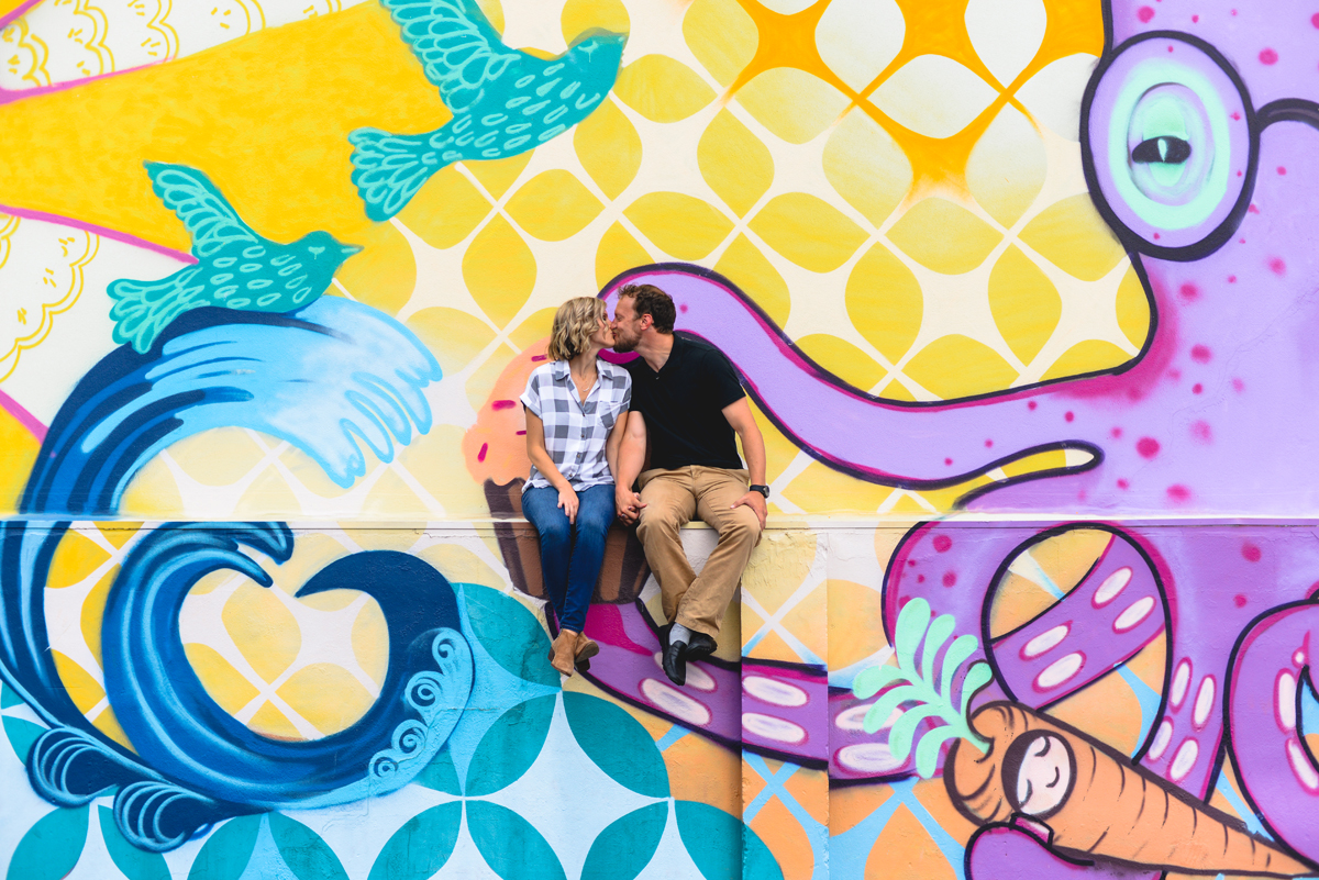 mural, colorful, couple, sitting, art