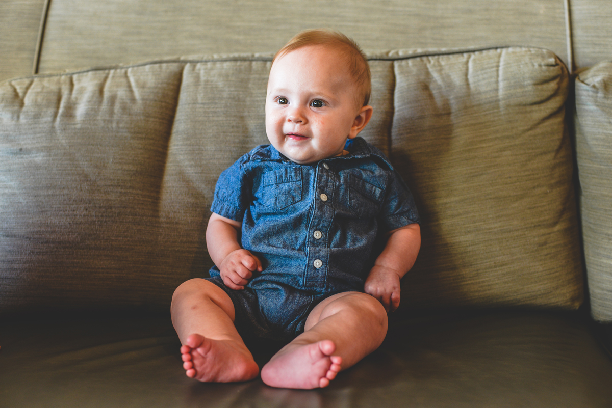 baby, boy, couch, sitting, smiling