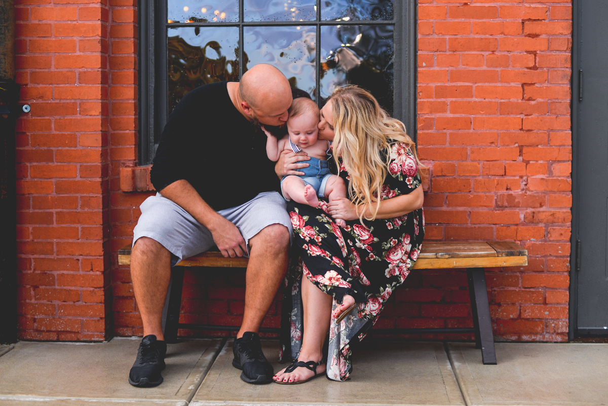 kisses, family, brick, window, light