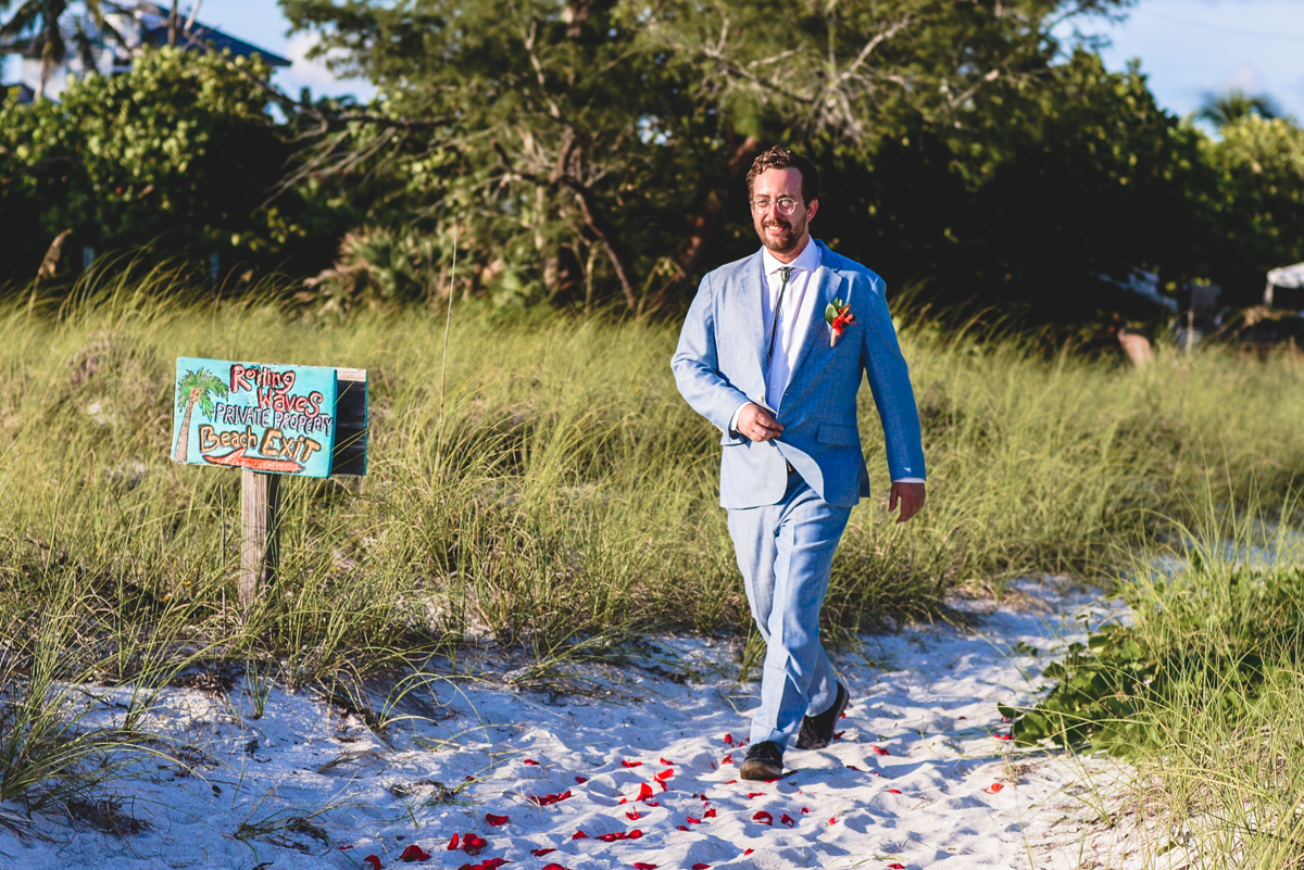 groom, beach, wedding, walking, suit 