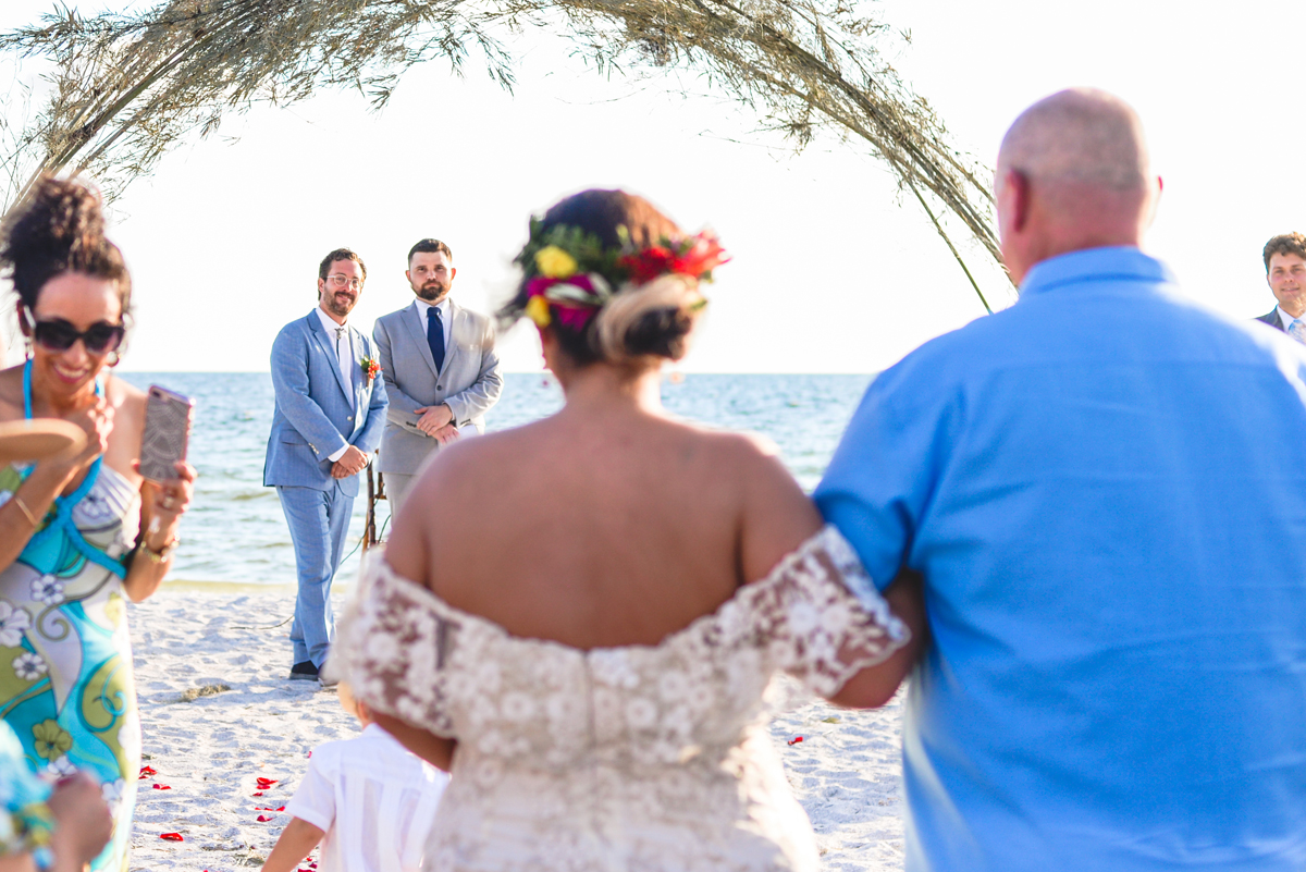 groom, bride, wedding, walking, smiling, beach, ocean