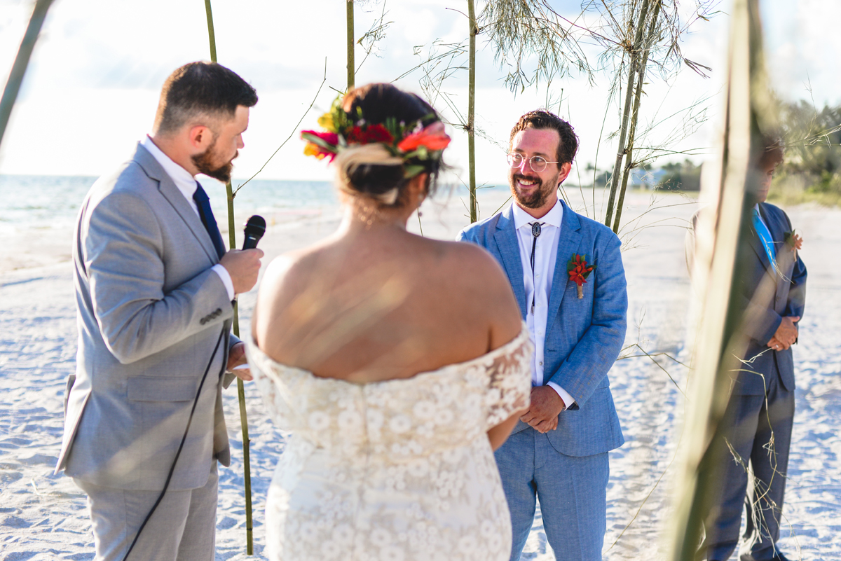 groom, sand, ocean, wedding, ceremony 