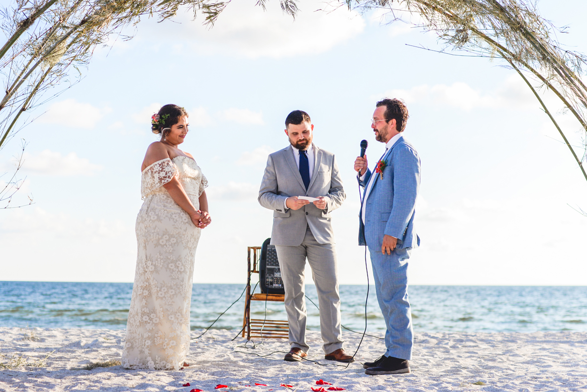 groom, bride, ceremony, beach, ocean, vows