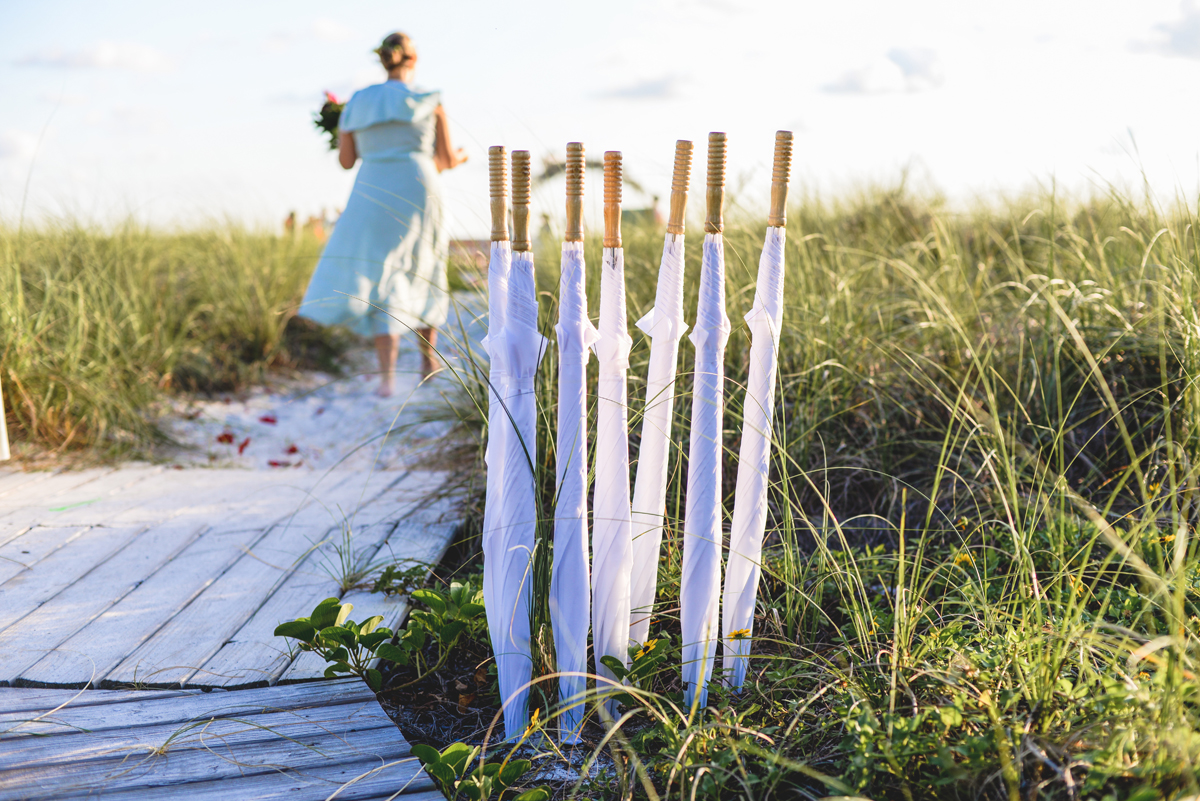 beach, umbrella, boardwalk, grass, dress