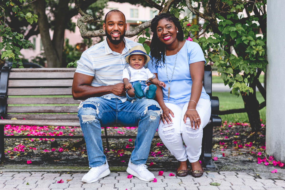 family, portrait, flowers, smiling, park