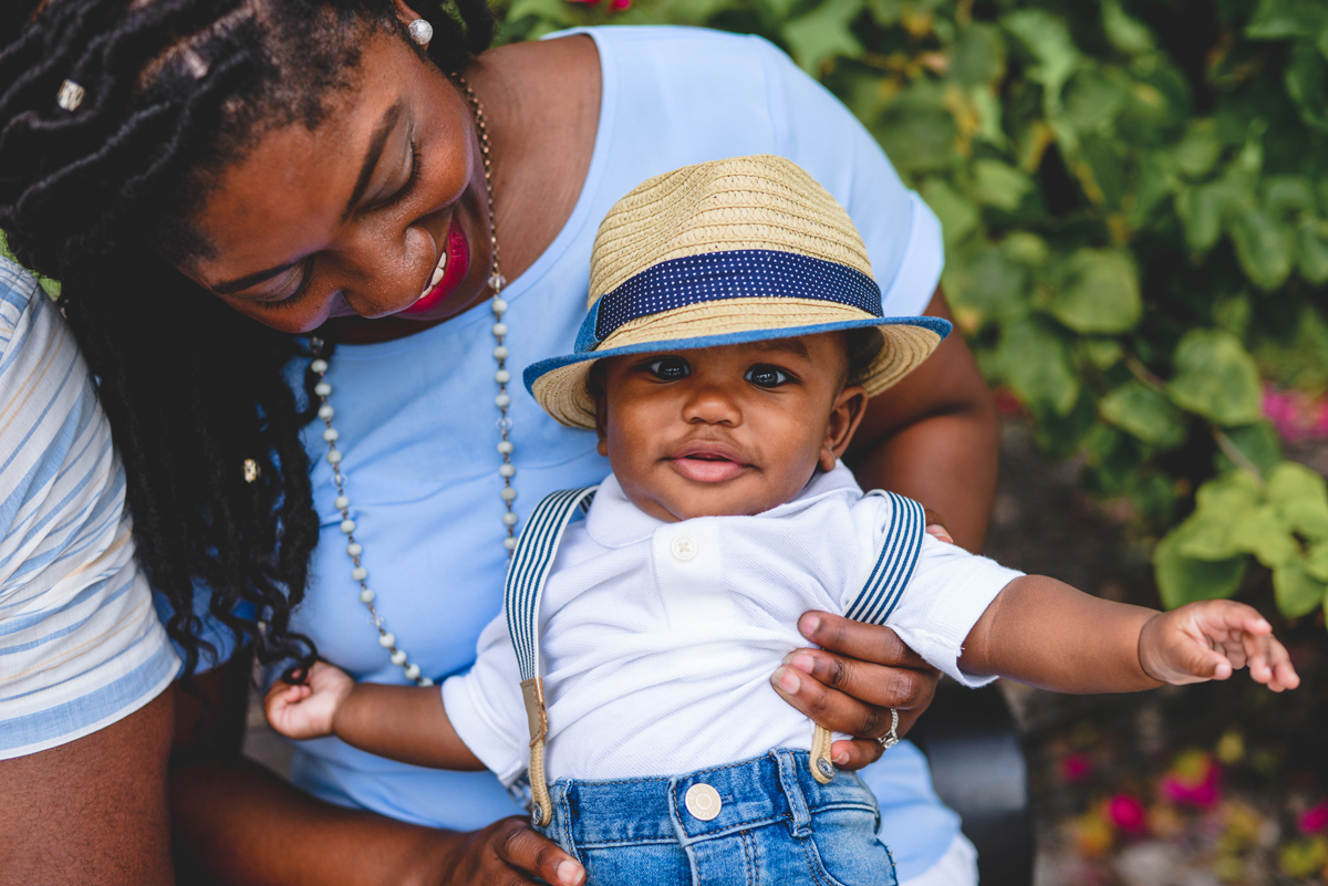 baby, smiling, mom, happy, hat, suspenders 