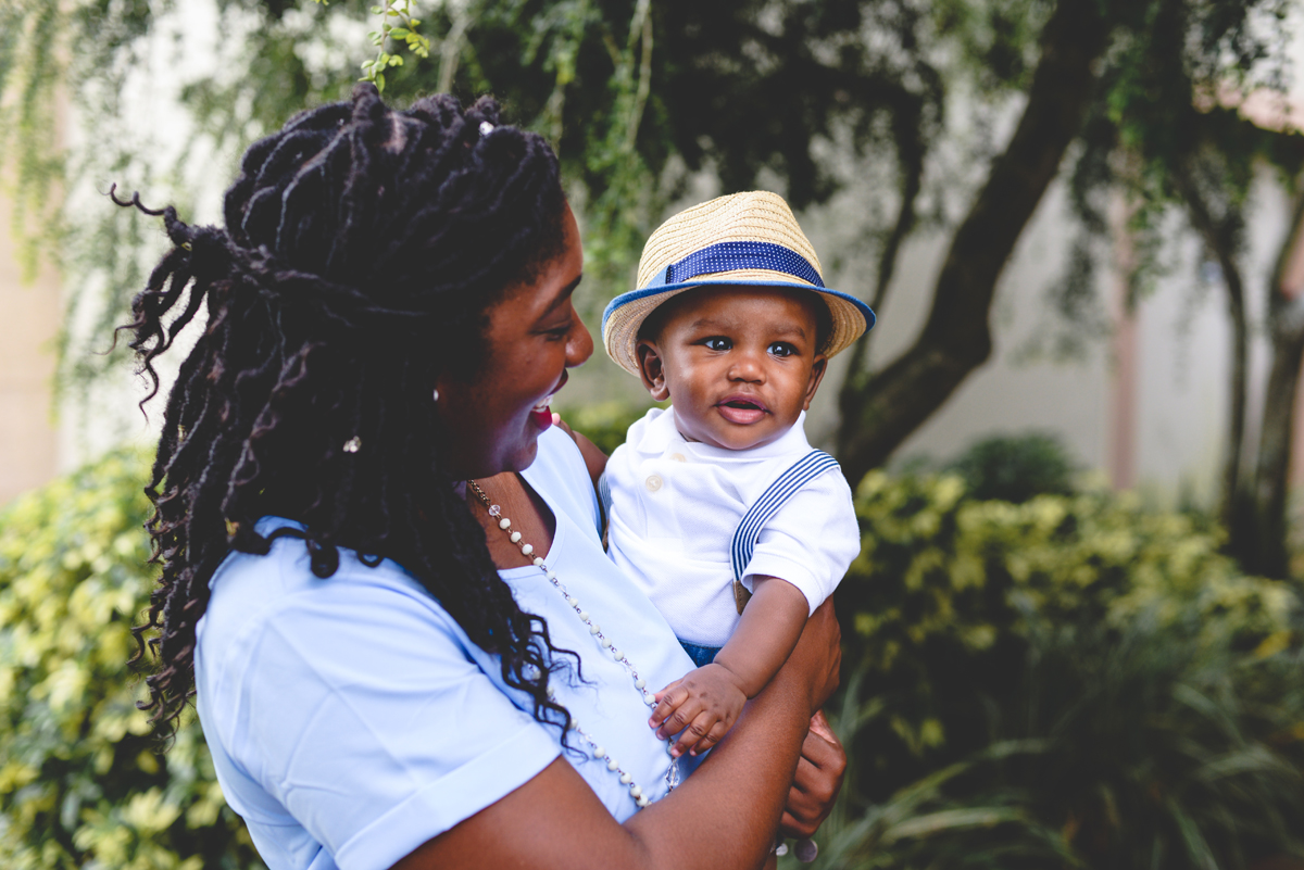 hat, smiling, mom, son, baby