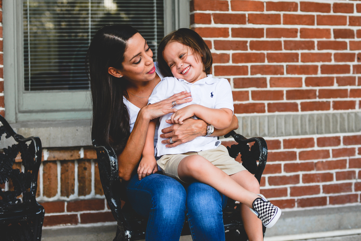 mom, son, brick, portrait, laughing, love