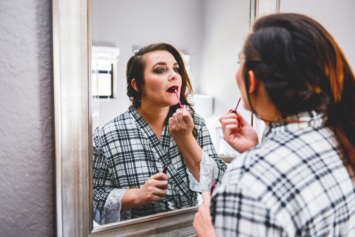 lipstick, bride, mirror, reflection, metal 