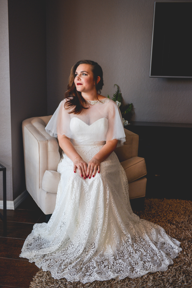 portrait, getting ready, lace, wedding dress, cape, veil