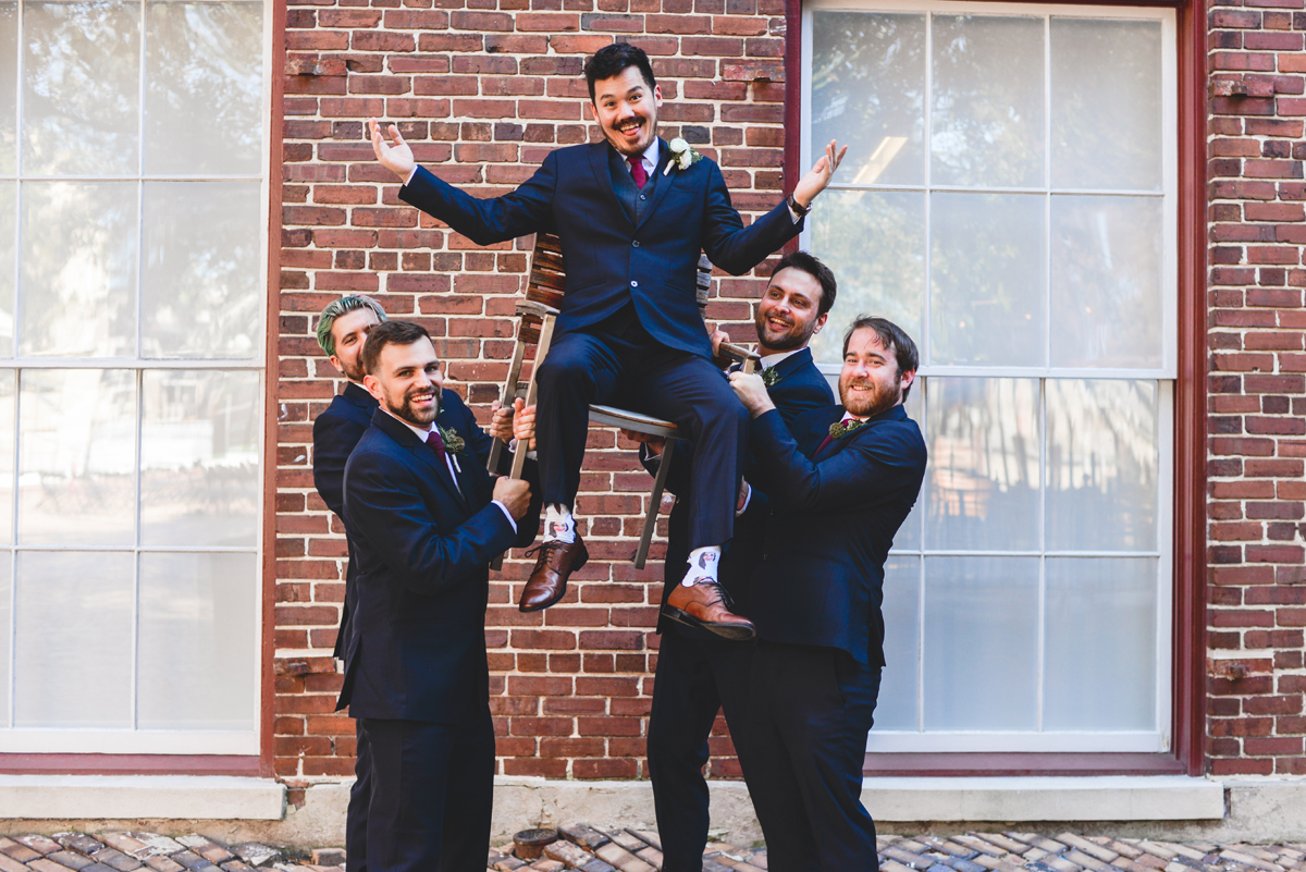 groomsmen, funny, chair, brick, ybor, prank