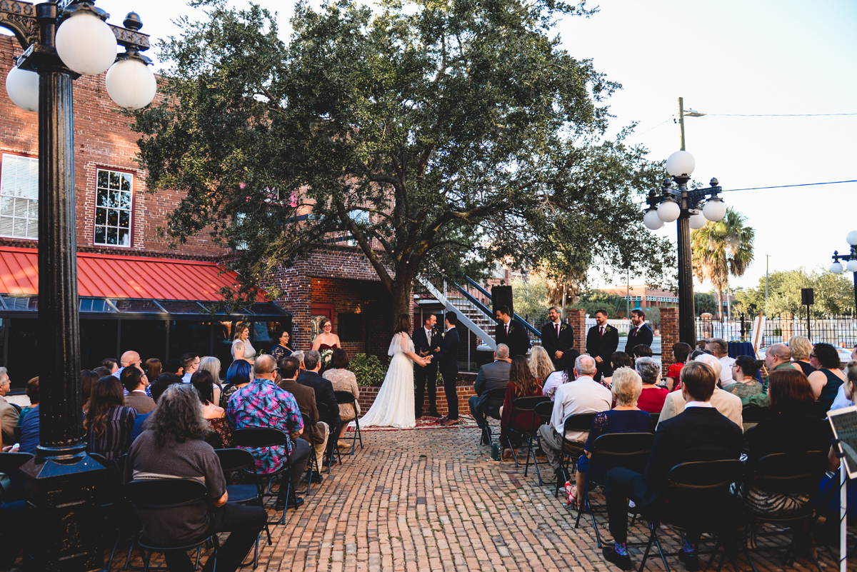 aerial shot, bricks, ybor, wedding, ceremony