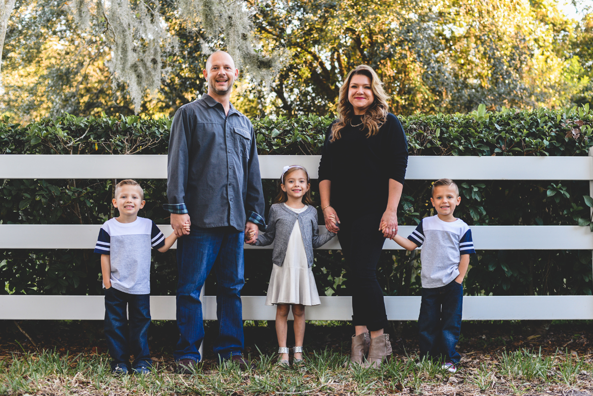 family, fence, trees, landscape, greenery