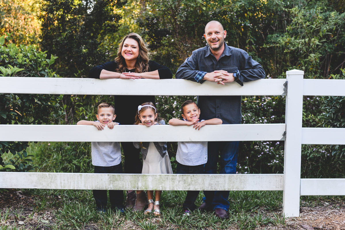 family, fence, portrait, smiling, landscape