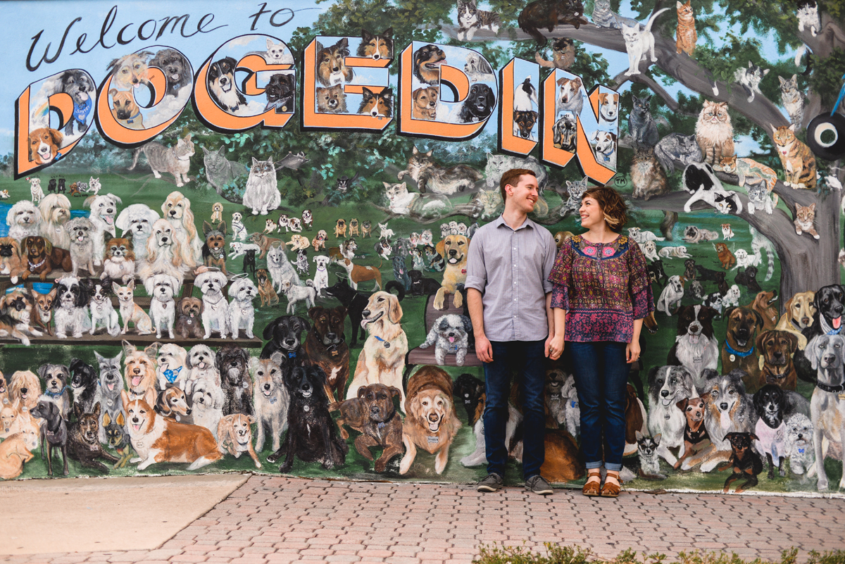 dogs, mural, art, couple, holding hands, dunedin