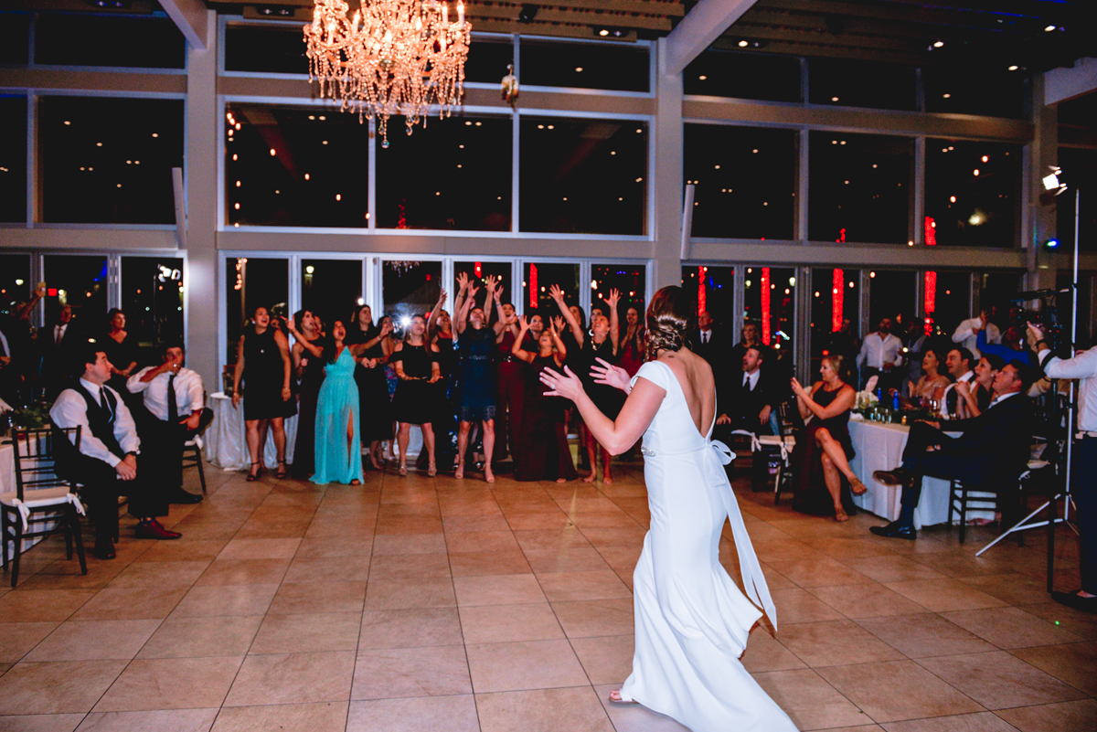 wedding, bride, bouquet, toss, catching, flowers