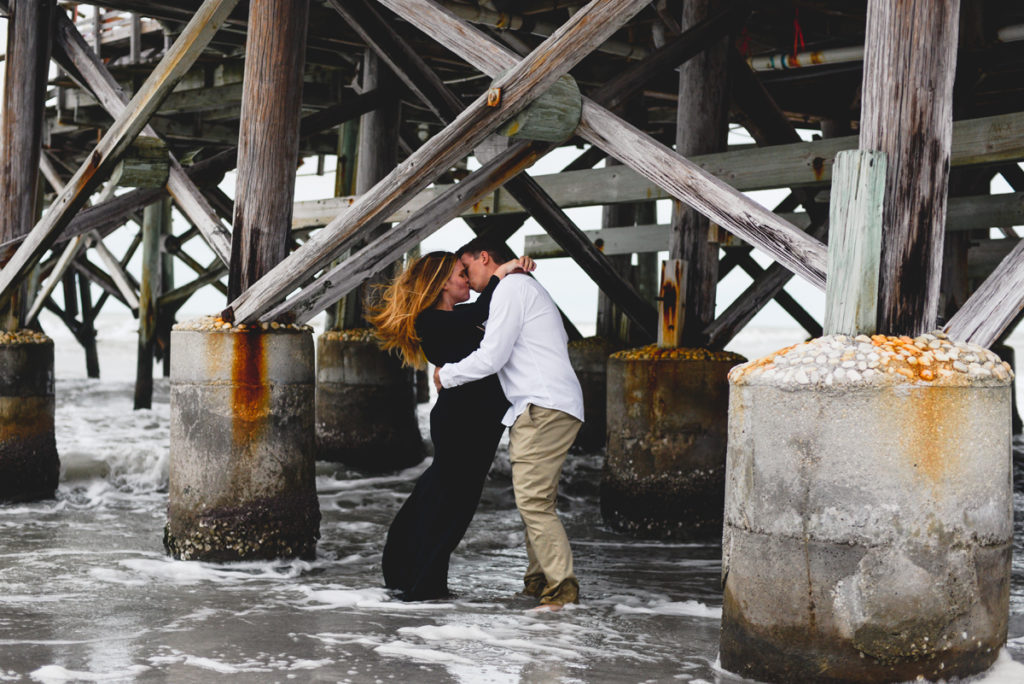 kissing, pier, ocean, water, love, couple, baby bump