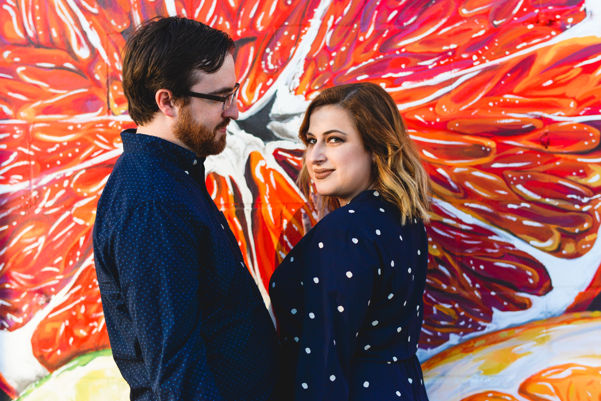 couple, citrus, mural, art, colorful