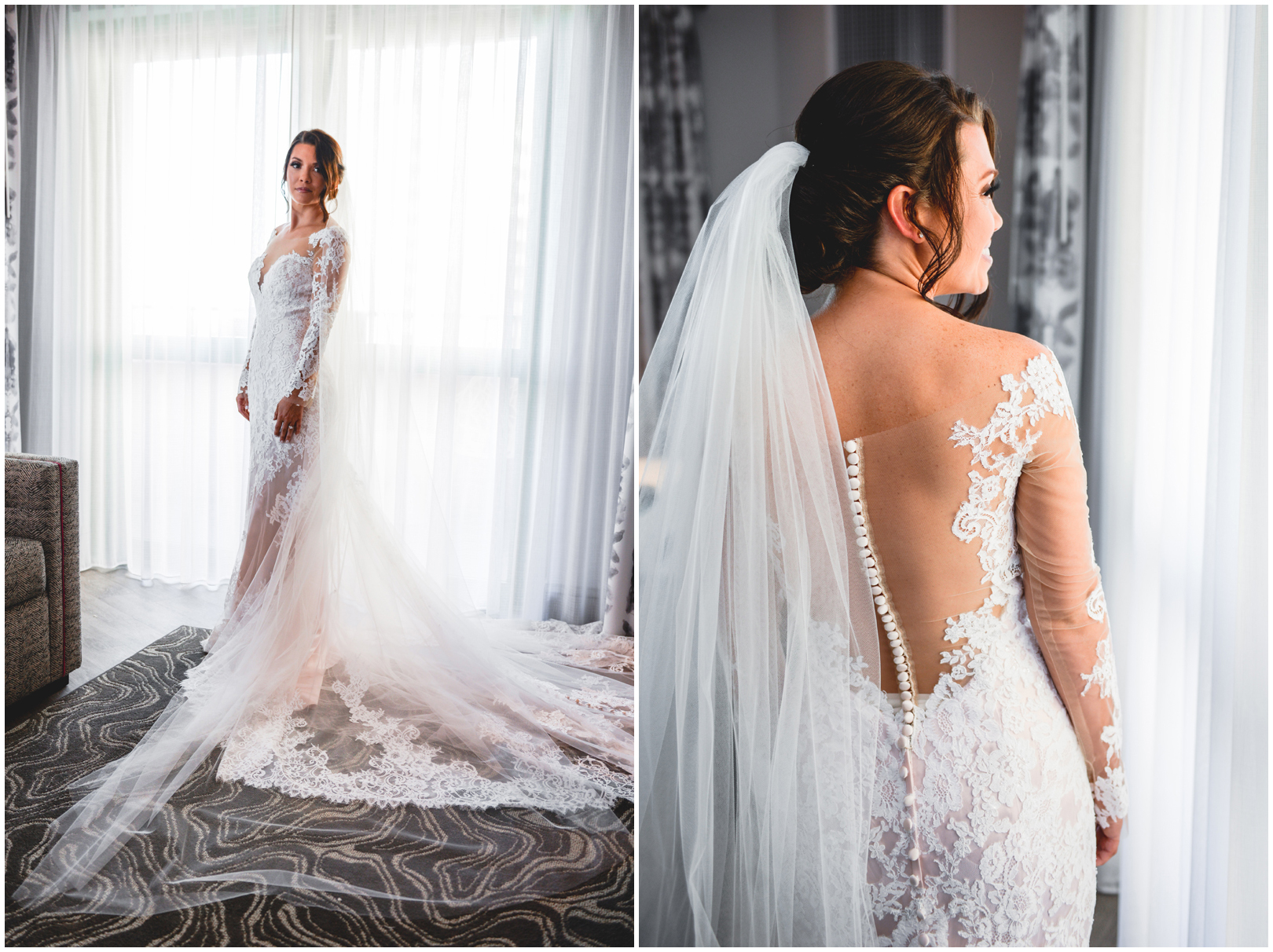 wedding dress, bride, posing, back, lace, open back