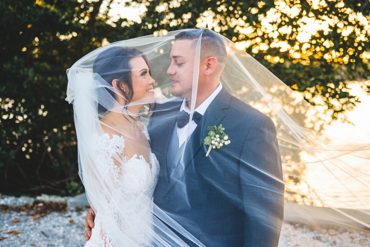 bride, groom, love, wedding, sunset, beach, water