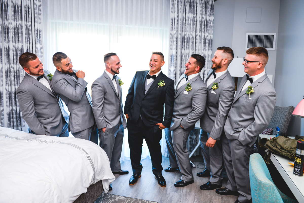 groomsmen, groom, getting ready, friends, laughing