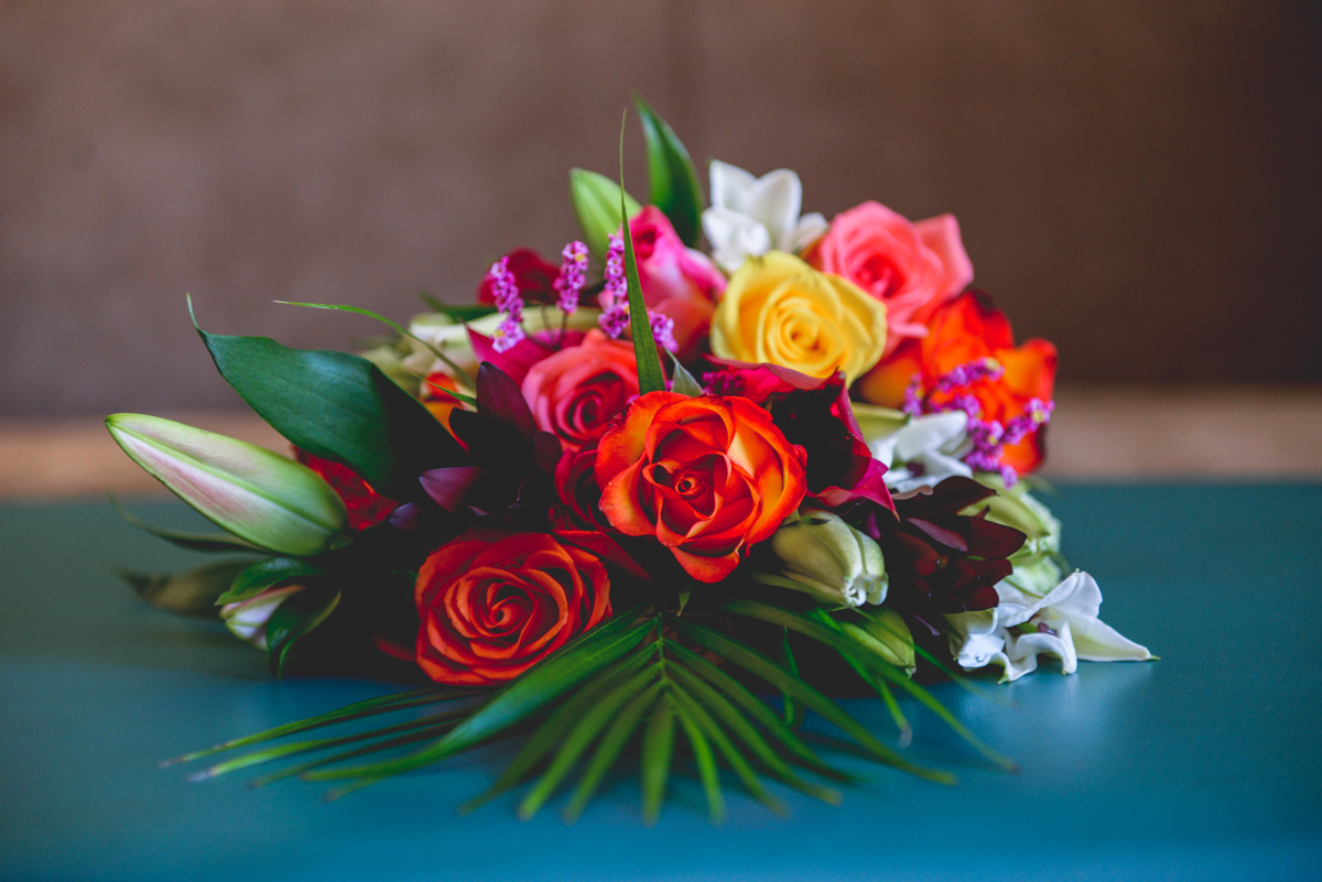 bouquet, flowers, tropical, blue, bright