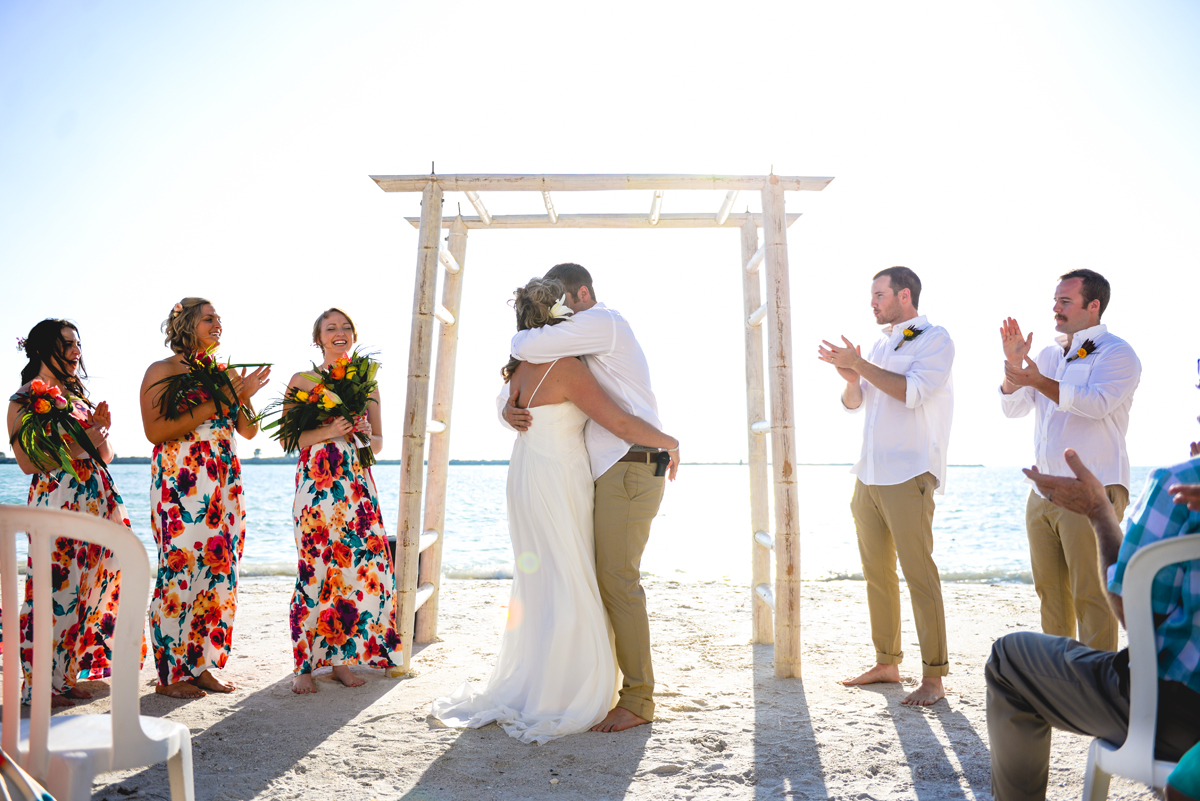 beach, wedding, couple, marriage, kiss