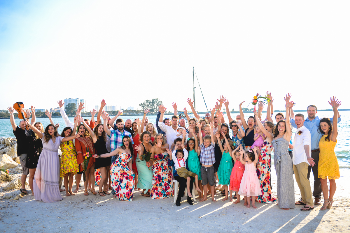 family, beach, celebration, cheer, wedding