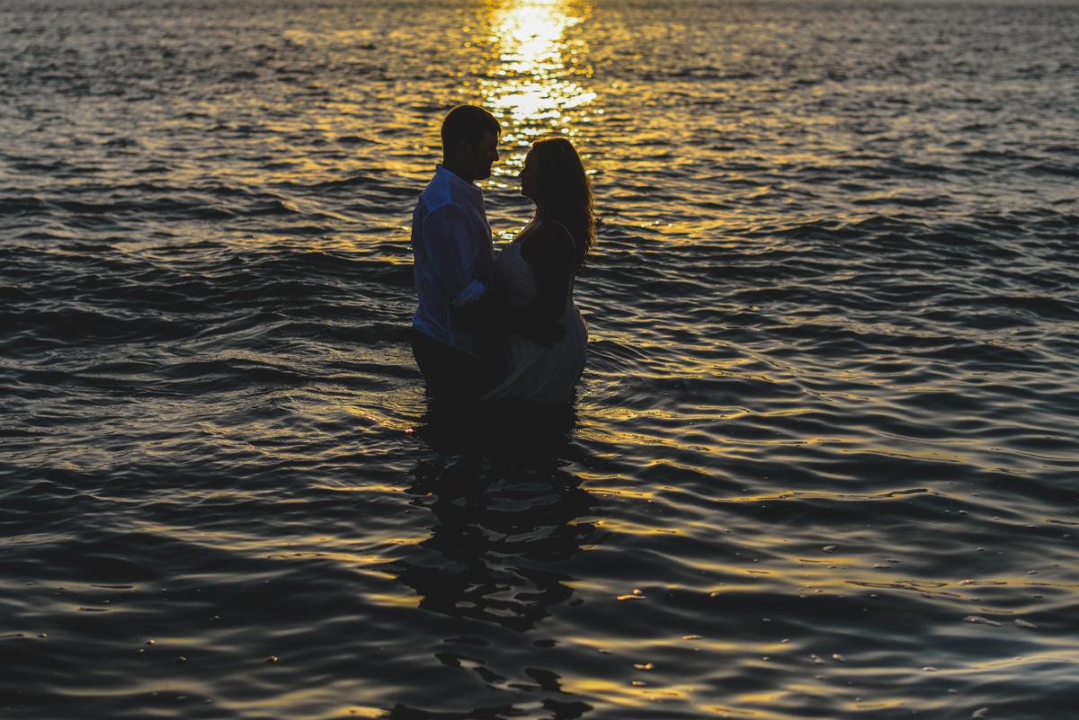 sunset, silhouette, ocean, water, couple