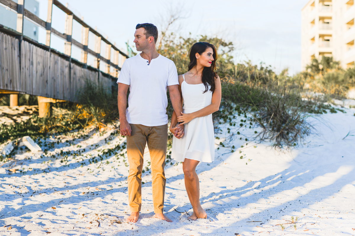 beach, sand, dunes, pier, couple, shadows 