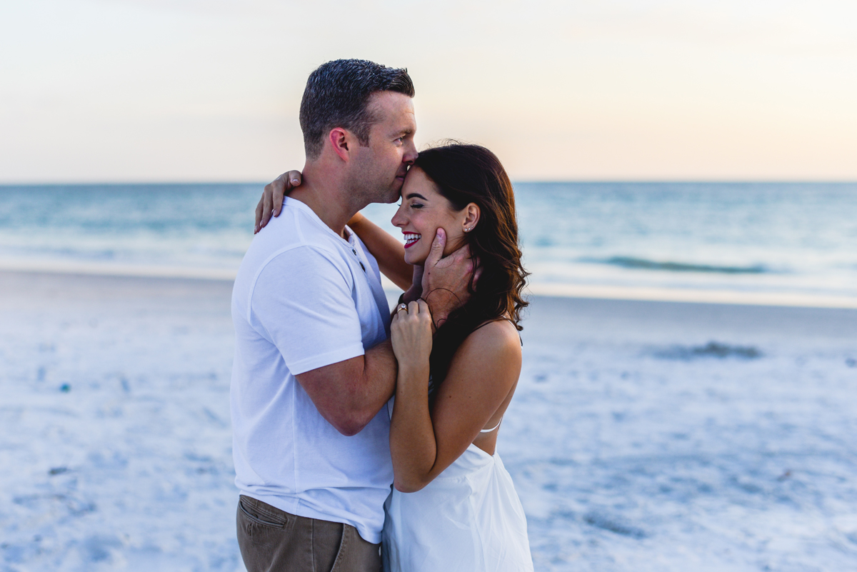 couple, sand, beach, ocean, waves, portrait 