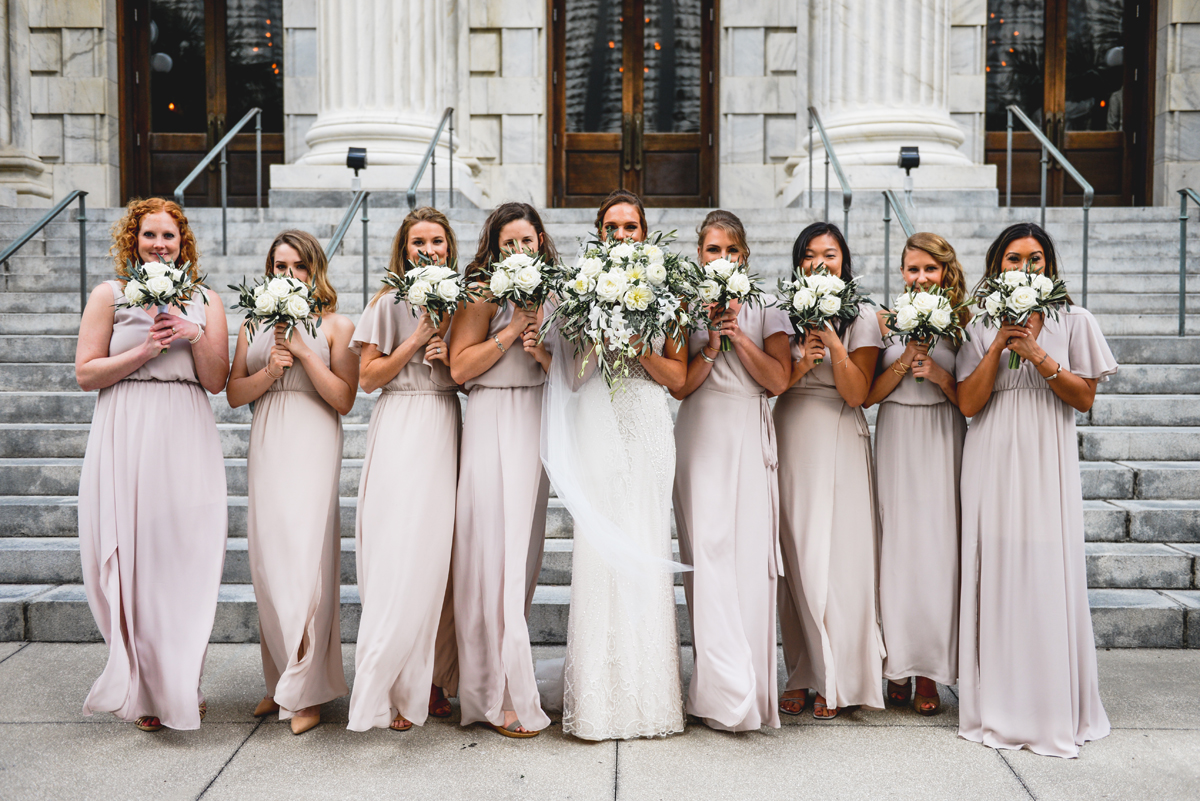 bride, bridesmaids, girls, flowers, boquets