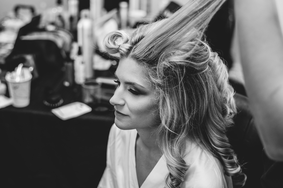 black and white, bride, portrait, curls, hair