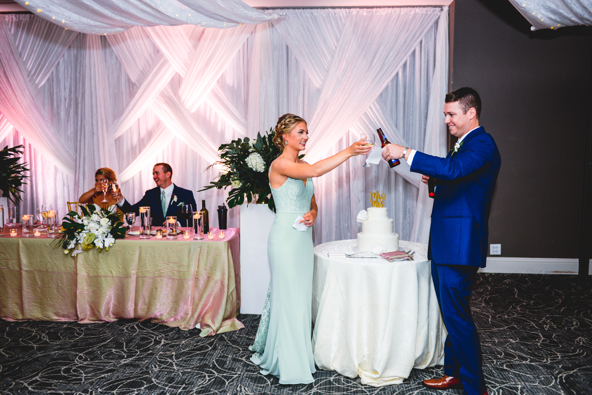 reception, bride, groom, cheers, speech