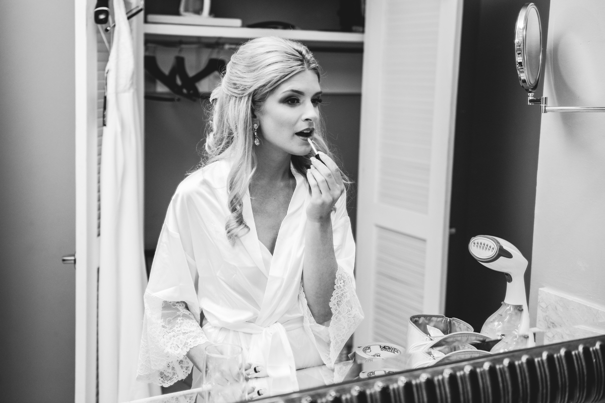 black and white, lipstick, bride, robe, mirror, reflection 